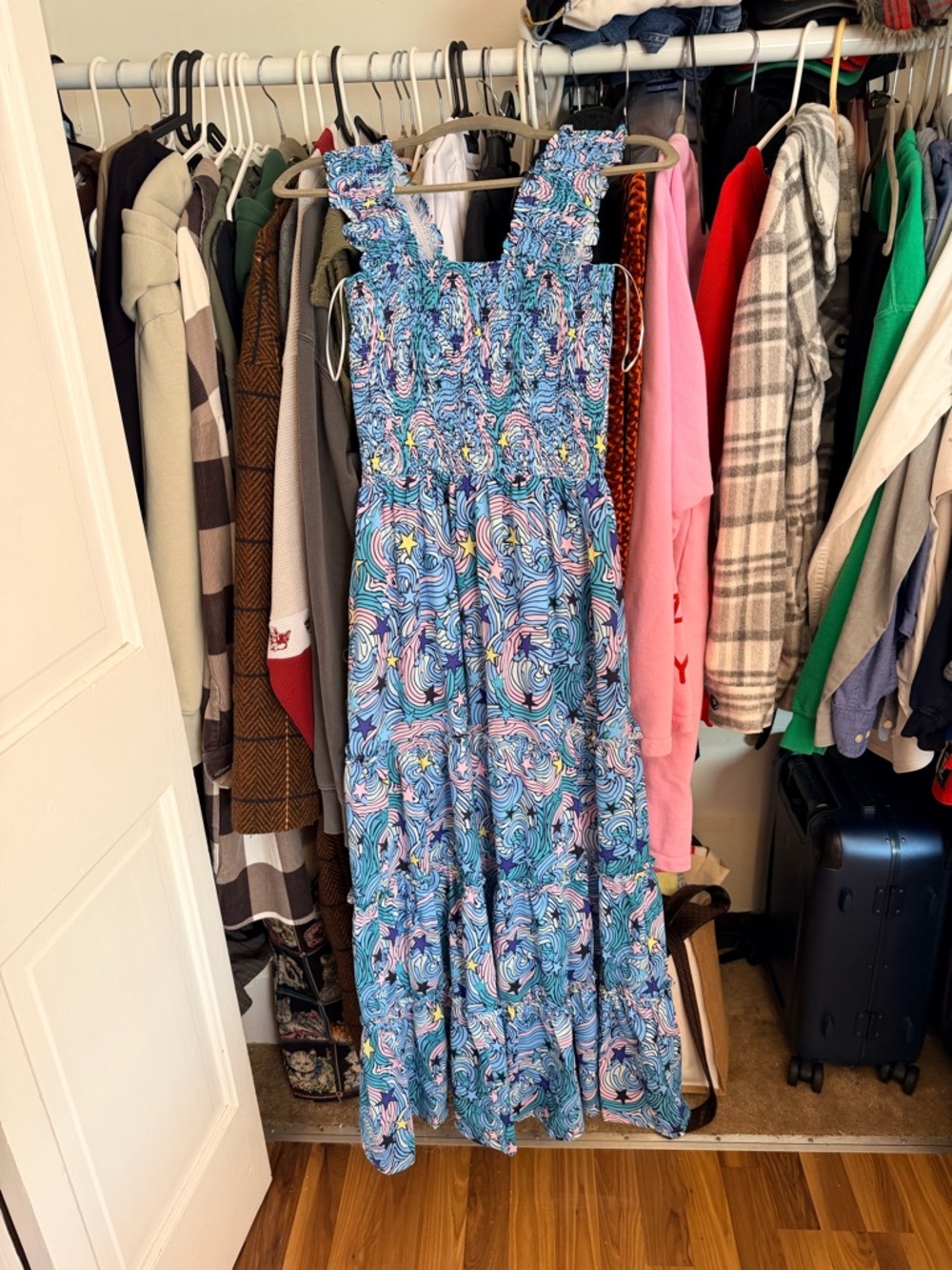 Dressed in LALA Blue and Pink Swirl Maxi Dress